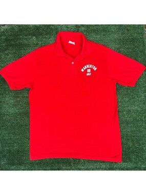 Vintage 80s Warrenton Golf Polo Shirt Red L Single Stitch Preppy Bright Vibrant